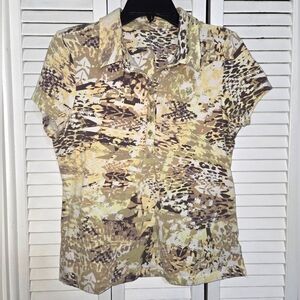 Gloria Vanderbilt Women's PL Camouflage Cap Sleeve Shirt